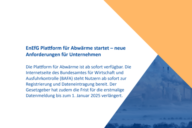 EnEfG Plattform für Abwärme startet