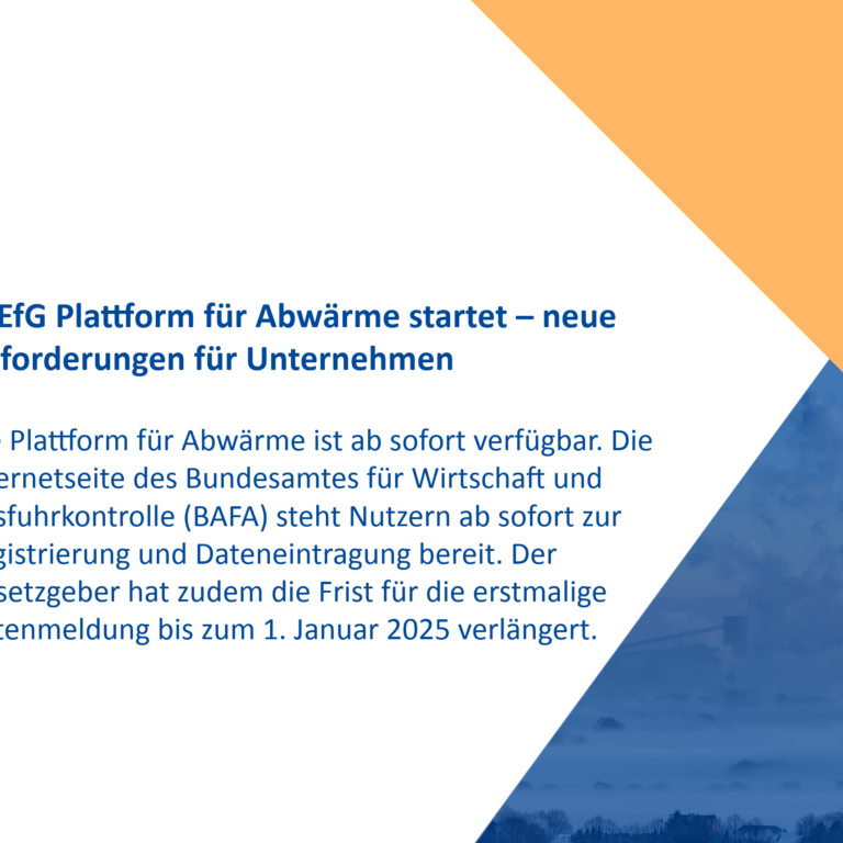 Abwärme Plattform EnEfG Plattform für Abwärme startet