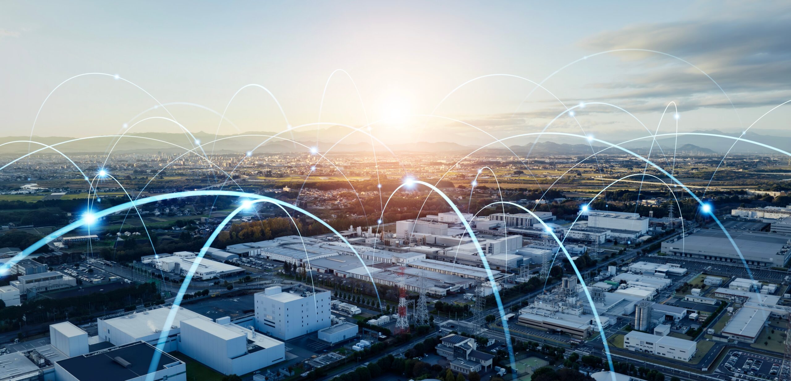 Modern,Factory,And,Communication,Network,Concept.,Industrial,Internet,Of,Things. Energie- und Umweltmanagement